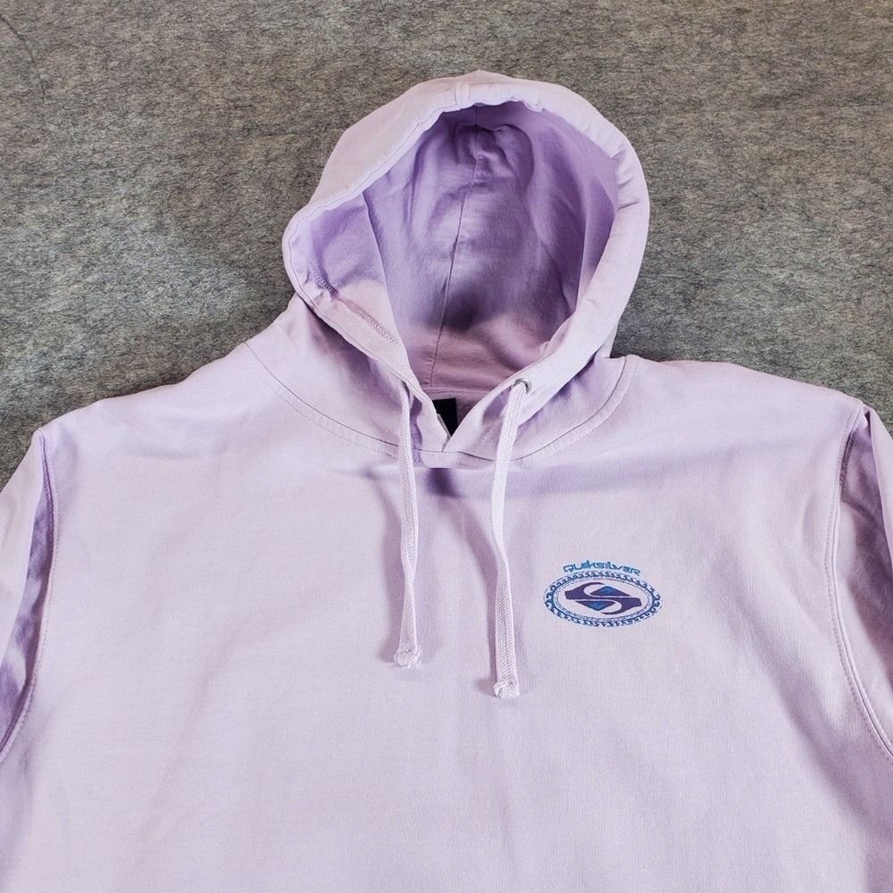 Quiksilver Hoodie Mens Large Light Purple Y2K Double Sided Surf Grunge Pullover - Picture 3 of 13